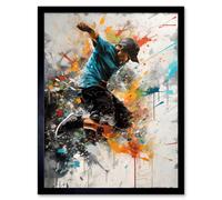 Artery8 Wall Art Print Parkour Jump Urban Sport Paint Splat Action Shot Art Framed in Black | Size: W12" x H16" Artery8 Black W12" x H16"