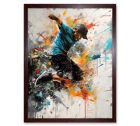 Artery8 Wall Art Print Parkour Jump Urban Sport Paint Splat Action Shot Art Framed in Brown | Size: W12" x H16" Artery8 Brown W12" x H16"