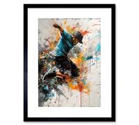 Artery8 Wall Art Print Parkour Jump Urban Sport Paint Splat Action Shot Artwork Framed 9X7 Inch in Black | Size: W7" x H9" Artery8 Black W7" x H9"