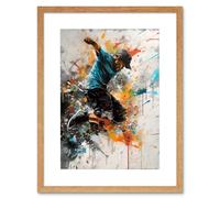 Artery8 Wall Art Print Parkour Jump Urban Sport Paint Splat Action Shot Artwork Framed 9X7 Inch in Beige | Size: W7" x H9" Artery8 Beige W7" x H9"