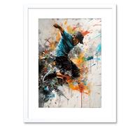 Artery8 Wall Art Print Parkour Jump Urban Sport Paint Splat Action Shot Artwork Framed 9X7 Inch in White | Size: W7" x H9" Artery8 White W7" x H9"