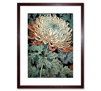 Artery8 Wall Art Print Pastel Gradient Colour Chrysanthemum Flower Bloom Artwork Framed 9X7 Inch in Brown | Size: W7" x H9" Artery8 Brown W7" x H9"