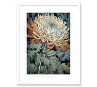 Artery8 Wall Art Print Pastel Gradient Colour Chrysanthemum Flower Bloom Artwork Framed 9X7 Inch in White | Size: W7" x H9" Artery8 White W7" x H9"