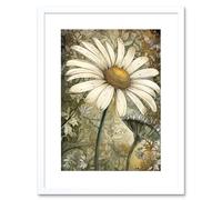 Artery8 Wall Art Print Pastel Watercolour Daisy Flower Bloom Artwork Framed 9X7 Inch in White | Size: W7" x H9" Artery8 White W7" x H9"