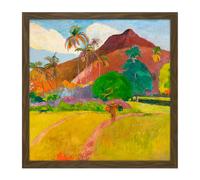 Artery8 Wall Art Print Paul Gauguin Tahitian Landscape Cropped Square Framed Picture 16X16 Inch in Brown | Size: W16" x H16" Artery8 Brown W16" x H16"