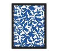 Artery8 Wall Art Print Peace Doves Blue White Vintage Large Framed Wall Décor Art in Black | Size: W18" x H24" Artery8 Black W18" x H24"