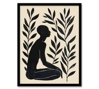 Artery8 Wall Art Print Peace in the Leaves Meditation Minimal Yoga Zen Art Framed Poster in Black | Size: W12" x H16" Artery8 Black W12" x H16"