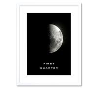 Artery8 Wall Art Print Phases of the Moon Astronomy First Quarter Lunar Space Poster Artwork Framed 9X7 Inch in White | Size: W7" x H9" Artery8 White W7" x H9"