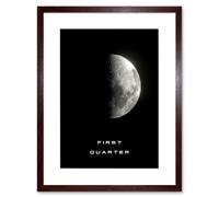Artery8 Wall Art Print Phases of the Moon Astronomy First Quarter Lunar Space Poster Artwork Framed 9X7 Inch in Brown | Size: W7" x H9" Artery8 Brown W7" x H9"