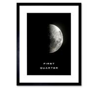 Artery8 Wall Art Print Phases Of The Moon Astronomy First Quarter Lunar Space Poster Artwork Framed 9X7 Inch