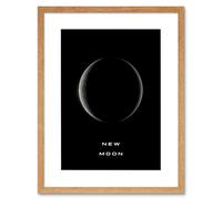 Artery8 Wall Art Print Phases of the Moon Astronomy New Moon Lunar Space Poster Artwork Framed 9X7 Inch in Beige | Size: W7" x H9" Artery8 Beige W7" x H9"