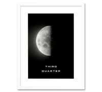 Artery8 Wall Art Print Phases of the Moon Astronomy Third Quarter Lunar Space Poster Artwork Framed 9X7 Inch in White | Size: W7" x H9" Artery8 White W7" x H9"