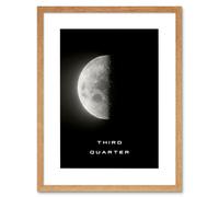 Artery8 Wall Art Print Phases of the Moon Astronomy Third Quarter Lunar Space Poster Artwork Framed 9X7 Inch in Beige | Size: W7" x H9" Artery8 Beige W7" x H9"
