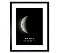 Artery8 Wall Art Print Phases of the Moon Astronomy Waning Crescent Lunar Space Poster Artwork Framed 9X7 Inch in Black | Size: W7" x H9" Artery8 Black W7" x H9"