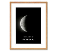Artery8 Wall Art Print Phases of the Moon Astronomy Waning Crescent Lunar Space Poster Artwork Framed 9X7 Inch in Beige | Size: W7" x H9" Artery8 Beige W7" x H9"