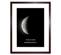 Artery8 Wall Art Print Phases of the Moon Astronomy Waning Crescent Lunar Space Poster Artwork Framed 9X7 Inch in Brown | Size: W7" x H9" Artery8 Brown W7" x H9"