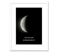Artery8 Wall Art Print Phases of the Moon Astronomy Waning Crescent Lunar Space Poster Artwork Framed 9X7 Inch in White | Size: W7" x H9" Artery8 White W7" x H9"