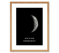 Artery8 Wall Art Print Phases of the Moon Astronomy Waxing Crescent Lunar Space Poster Artwork Framed 9X7 Inch in Beige | Size: W7" x H9" Artery8 Beige W7" x H9"
