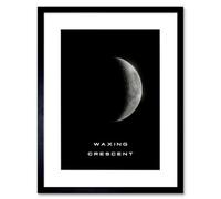 Artery8 Wall Art Print Phases Of The Moon Astronomy Waxing Crescent Lunar Space Poster Artwork Framed 9X7 Inch