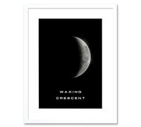 Artery8 Wall Art Print Phases of the Moon Astronomy Waxing Crescent Lunar Space Poster Artwork Framed 9X7 Inch in White | Size: W7" x H9" Artery8 White W7" x H9"