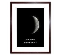 Artery8 Wall Art Print Phases of the Moon Astronomy Waxing Crescent Lunar Space Poster Artwork Framed 9X7 Inch in Brown | Size: W7" x H9" Artery8 Brown W7" x H9"