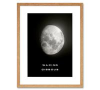 Wall Art Print Phases of the Moon Astronomy Waxing Gibbous Lunar Space Poster Artwork Framed 9X7 Inch Artery8 Beige W7 inch x H9 inch