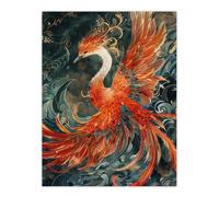 Artery8 Phoenix Bird and Smoke Clouds Stylised Painting For Living Room Extra Large XL Wall Art Poster Print