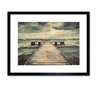 Artery8 Wall Art Print Pier With Storm Clouds Art Framed 9X7 Inch