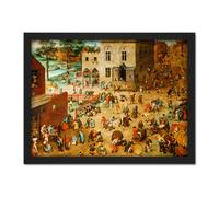 Artery8 Wall Art Print Pieter Bruegel The Elder Childrens Games Large Framed Wall Décor Art in Brown | Size: W18" x H24" Artery8 Brown W18" x H24"