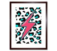 Artery8 Wall Art Print Pink Teal Leopard Reverse Strong Art Framed 9x7 inch in Brown | Size: W7" x H9" Artery8 Brown W7" x H9"