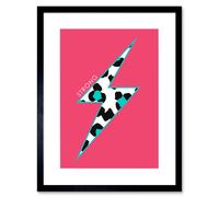 Artery8 Wall Art Print Pink Teal Leopard Strong Art Framed 9x7 inch in Black | Size: W7" x H9" Artery8 Black W7" x H9"