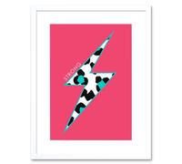 Artery8 Wall Art Print Pink Teal Leopard Strong Art Framed 9x7 inch in White | Size: W7" x H9" Artery8 White W7" x H9"