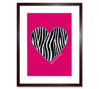 Artery8 Wall Art Print Pink Zebra Set Beautiful Framed in Brown | Size: W7" x H9" Artery8 Brown W7" x H9"