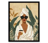 Artery8 Plant and Coffee Lover Self Care Spa Day For Bathroom Artwork Framed Wall Art Print A4