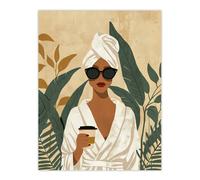 Artery8 Plant and Coffee Lover Self Care Spa Day For Bathroom Extra Large XL Wall Art Poster Print