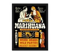 Artery8 Wall Art Print Political Drug Abuse Marijuana Weed Weird Cool Large Framed Wall Décor Art in Black | Size: W18" x H24" Artery8 Black W18" x H24"