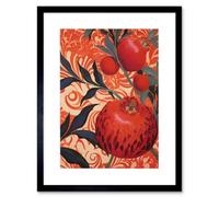 Artery8 Wall Art Print Pomegranate Tree Grove Red And Blue Artwork Floral Patterns Artwork Framed 9X7 Inch