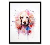 Artery8 Wall Art Print Poodle Lovers Gift Watercolour Pet Portrait Painting Artwork Art Framed | Size: A4 Artery8 Multicolor A4