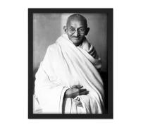 Artery8 Wall Art Print Portrait Indian Political Activist Mohandas Gandhi Photo Large Framed Wall Décor Art in Brown | Size: W18" x H24" Artery8 Brown W18" x H24"