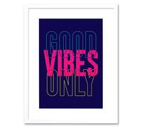 Artery8 Wall Art Print Positivity Good Vibes Only Typography Framed in White | Size: W7" x H9" Artery8 White W7" x H9"