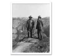 Artery8 Wall Art Print President Teddy Roosevelt & John Muir Yosemite Valley 1906 USA Black & White Photograph Art Framed | Size: W12" x H16" Artery8 White W12" x H16"