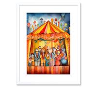 Artery8 Wall Art Print Puppet Theatre Stage End of Show Applause Modern Folk Art Watercolour Painting Artwork Framed 9X7 Inch | Size: W7" x H9" Artery8 White W7" x H9"