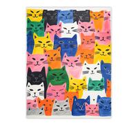 Artery8 Wall Art Print Purring Pussycats No1 Happy Cats Drawing Bold Colourful Modern Pastel Poster | Size: W12" x H16" Artery8 Multicolor W12" x H16"