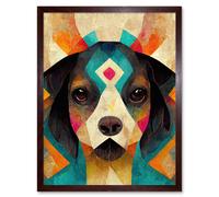 Artery8 Wall Art Print Quirky Boho Abstract Modern Shaman Guru Dog Art Framed in Brown | Size: W12" x H16" Artery8 Brown W12" x H16"