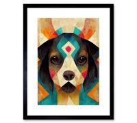 Artery8 Wall Art Print Quirky Boho Abstract Modern Shaman Guru Dog Artwork Framed 9X7 Inch
