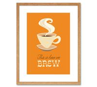 Artery8 Wall Art Print Quote Coffee This is How We Brew Gold Framed in Beige | Size: W7" x H9" Artery8 Beige W7" x H9"