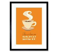 Artery8 Wall Art Print Quote Coffee This is How We Brew Gold Framed in Black | Size: W7" x H9" Artery8 Black W7" x H9"