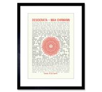 Artery8 Wall Art Print Quote Desiderata Mandala Ehrmann Typography Artwork Framed 9X7 Inch in Black | Size: W7" x H9" Artery8 Black W7" x H9"