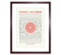 Artery8 Wall Art Print Quote Desiderata Mandala Ehrmann Typography Artwork Framed 9X7 Inch in Brown | Size: W7" x H9" Artery8 Brown W7" x H9"