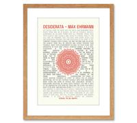 Artery8 Wall Art Print Quote Desiderata Mandala Ehrmann Typography Artwork Framed 9X7 Inch in Light Oak | Size: W7" x H9" Artery8 Light Oak W7" x H9"
